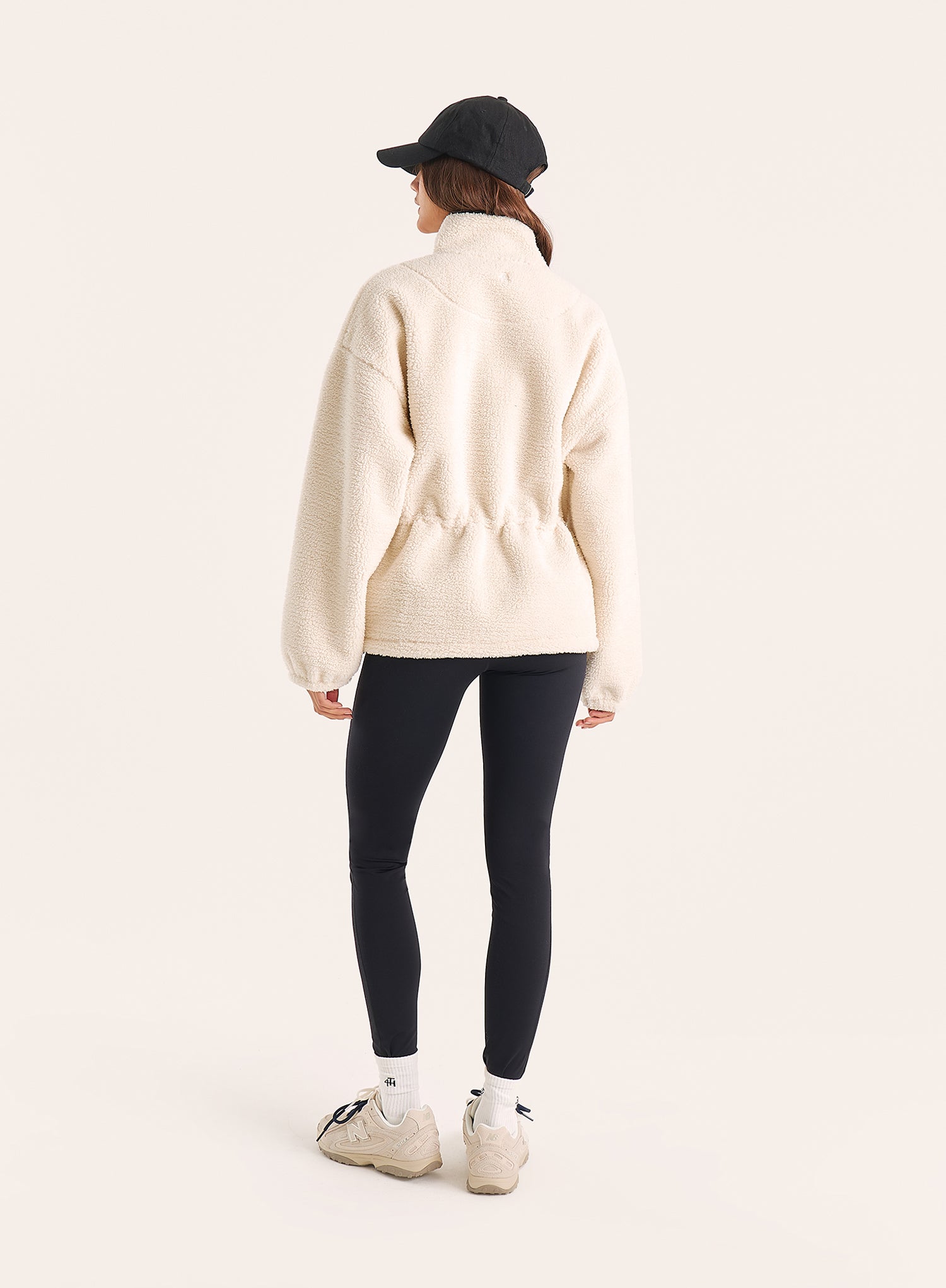 Cream Toggle Waisted Peplum Hem Fleece